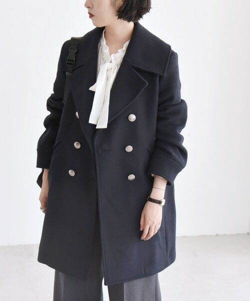 セール】 quaranciel: メルトン ビッグ カラー Pコート （ピーコート