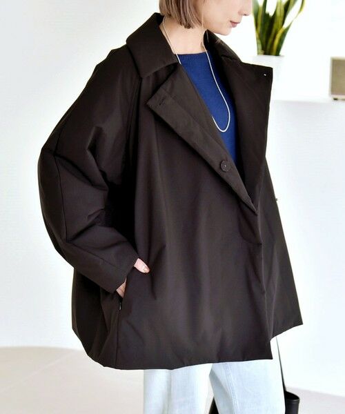 quaranciel:〈撥水加工〉中綿 テーラード ミドル Wボタン ジャケット
