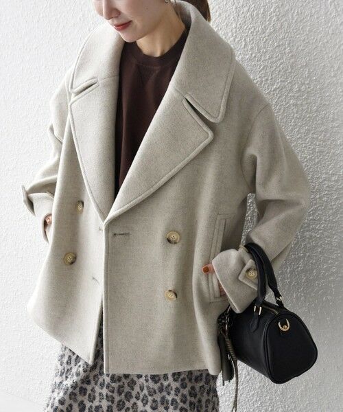 SHIPS any: カシミヤ ミックス テーラード ショート Pコート