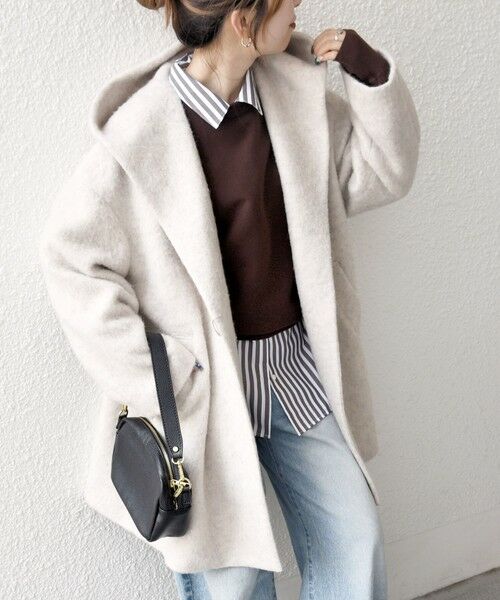 セール】 SHIPS any: シャギー フーディー ガウン コート （その他