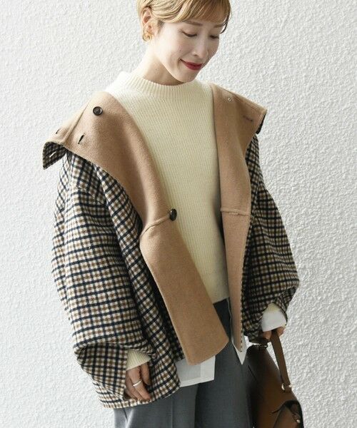 セール】 SHIPS any: リバー スタンドカラー ポンチョ ショート コート