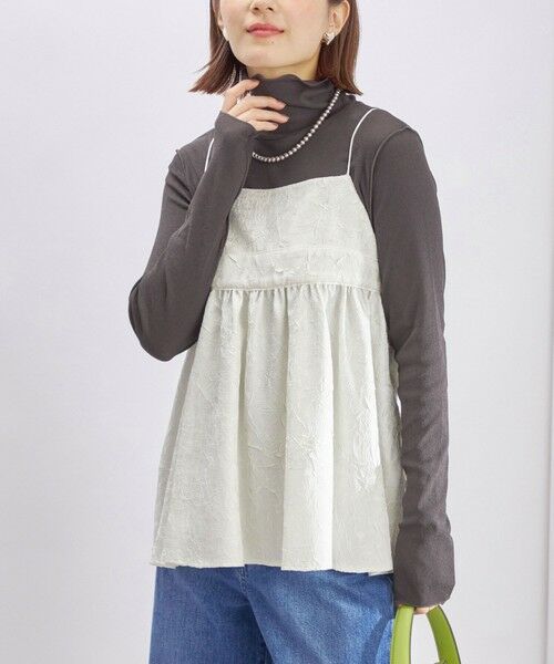 セール】 〈手洗い可能〉ジャカード サイド フリル キャミソール