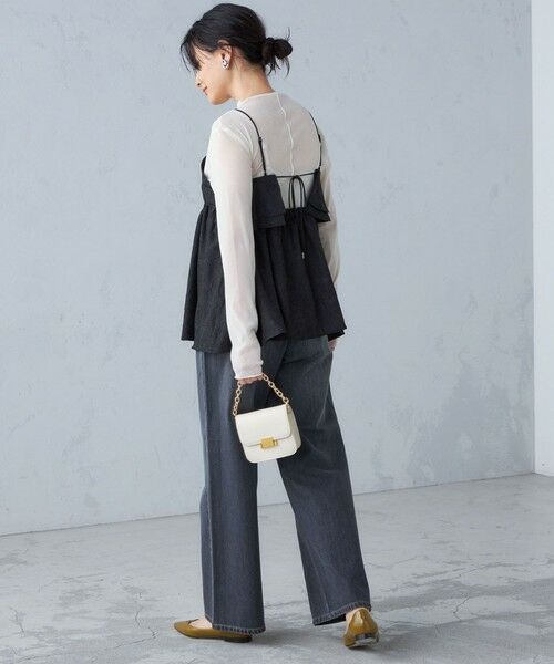 セール】 〈手洗い可能〉ジャカード サイド フリル キャミソール