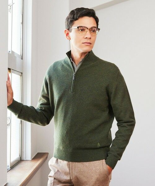 セール】 メリノウールメランジカラーハーフジップセーター/ニット