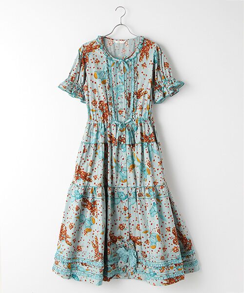 セール】 ギンガムうさぎプリントワンピース （ロング・マキシ丈