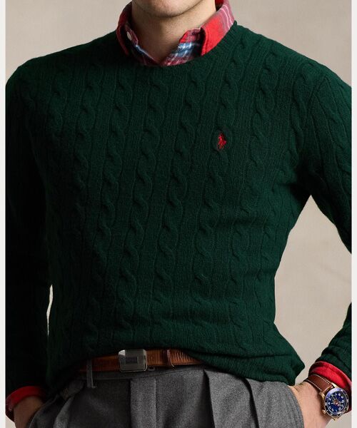 ケーブルニット ウールカシミヤ セーター （ニット・セーター）｜POLO