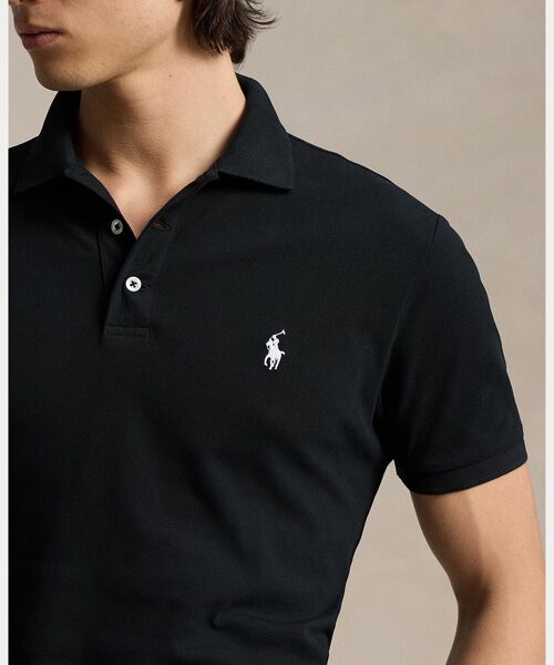 カスタム スリム フィット ストレッチ メッシュ ポロシャツ