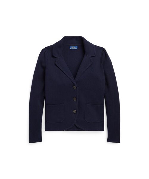 ガールズ 7才～16才)ニット コットン ブレザー （テーラードジャケット