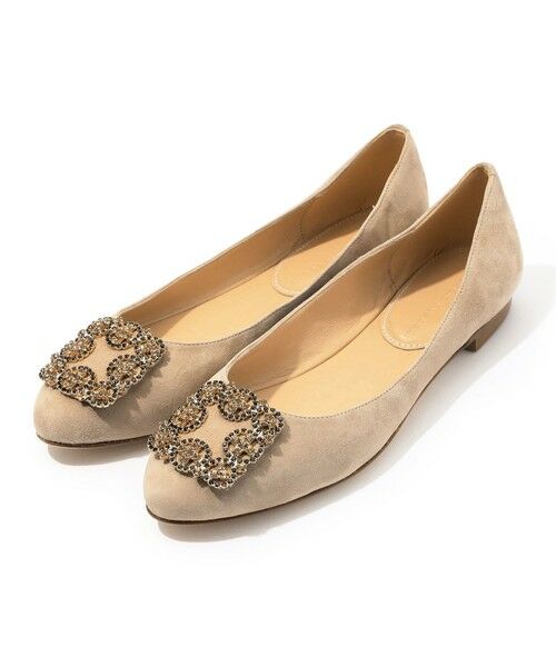 セール】 FABIO RUSCONI スエードビジューフラットパンプス （フラット