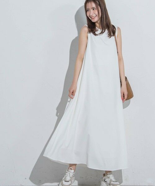 セール】 【バックリボン】リネンライクノースリーブワンピース≪洗濯