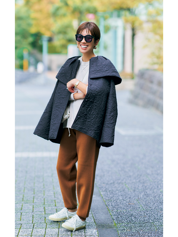 MACHATT・正中雅子さんが着回す「ビッグカラーのパファーアウター