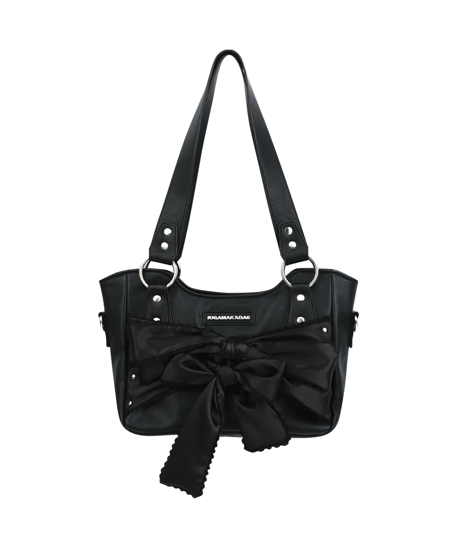 MUSINSA公式 | IUGAMAKARAS Laced Ribbon Leather Shoulder Bag (Black)