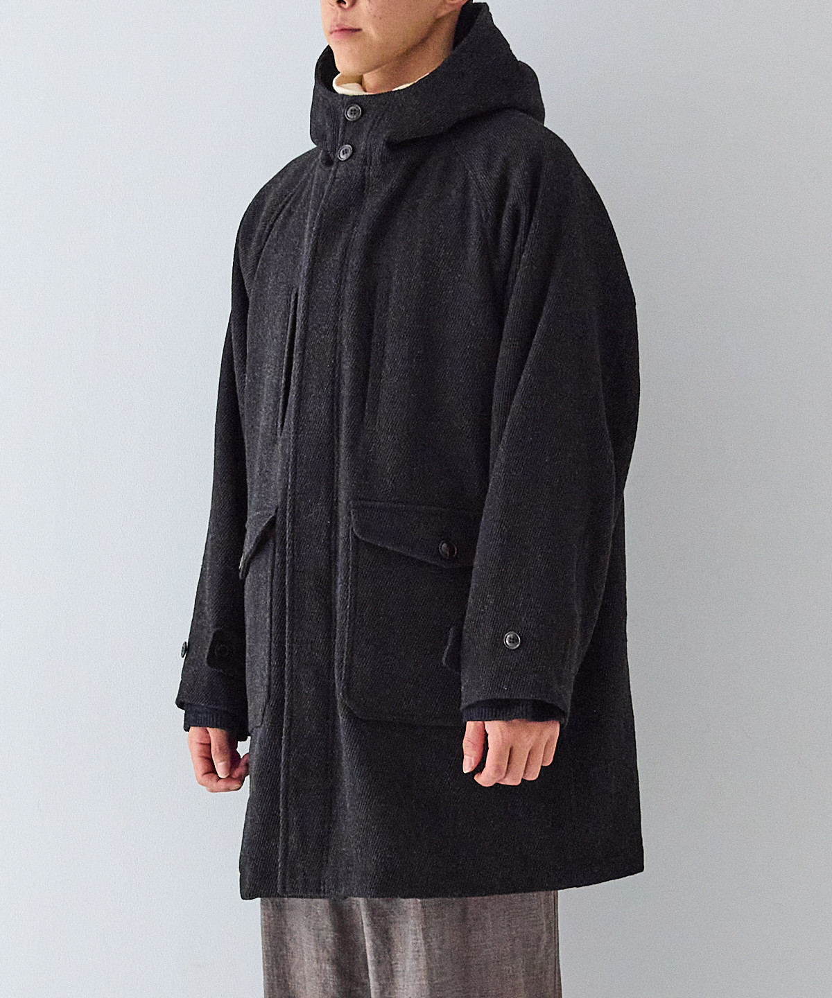 杢ウール コットンリネン フーデットコート｜nest Robe / CONFECT