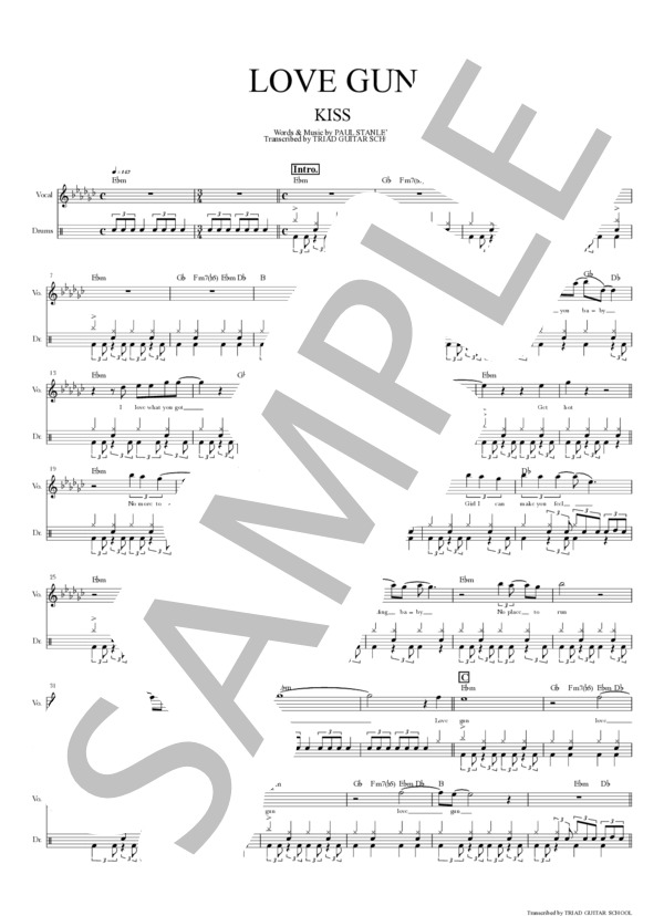 楽譜】LOVE GUN / ドラムスコア / KISS (ドラム / 初〜中級