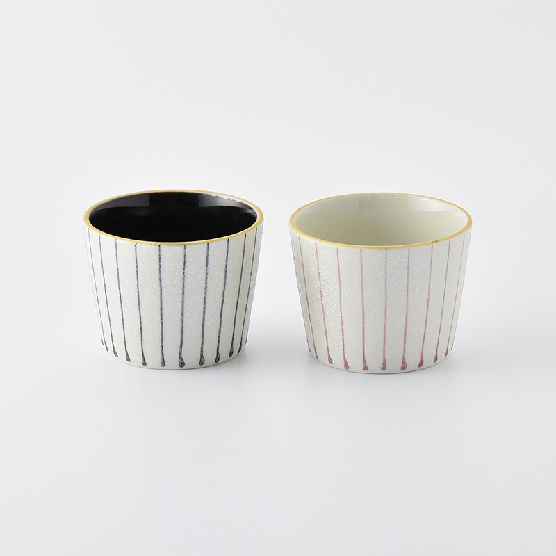 平戸嘉祥窯】パールストライプ そば猪口（ペア） | 三川内焼オンライン