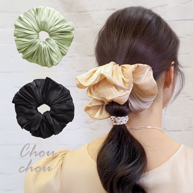 楽天市場】シュシュ 大きめ ビッグ サテン ボリューム 20cm まとめ髪