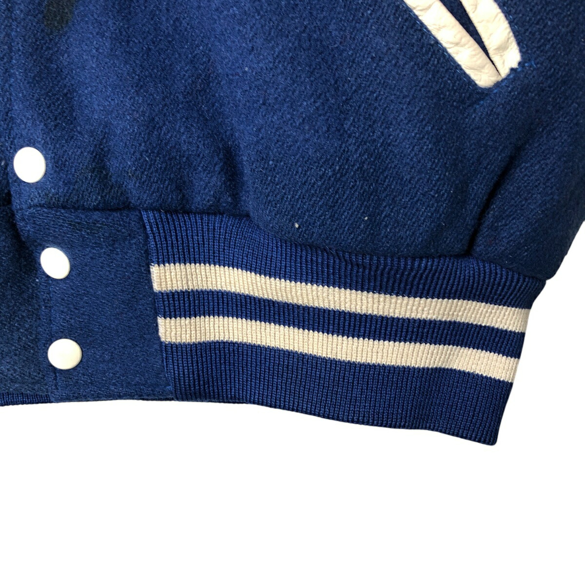 古着 ホロウェイ HOLLOWAY 袖革ウールボタンスタジャン バーシティ