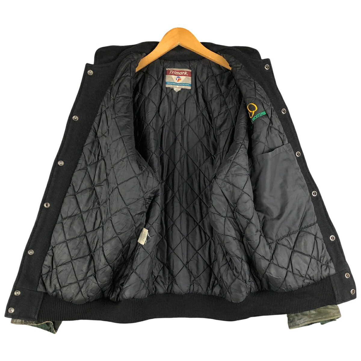 古着 80～90年代 Trimark 袖革ウールボタンスタジャン バーシティ