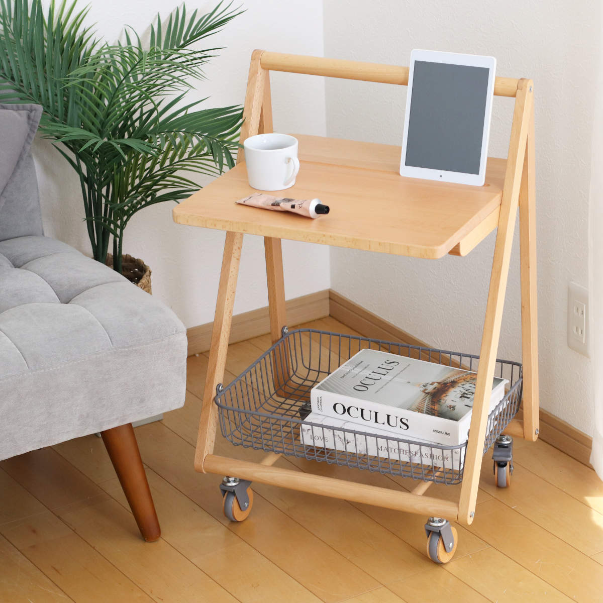 楽天市場】サイドテーブル キャスター付 テーブルワゴン 高さ70cm リヴ