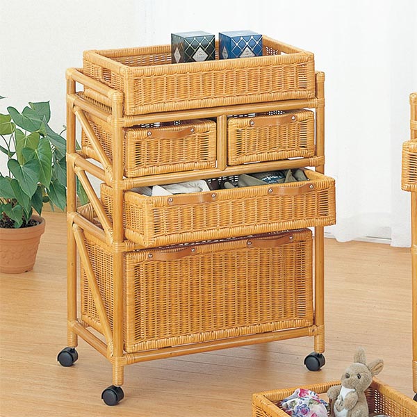 楽天市場】ランドリーバスケット 2段 ラタン 円形 キャスター付 籐家具