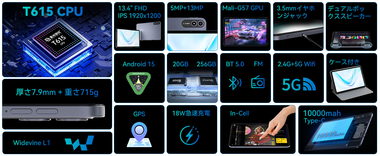 楽天市場】タブレット 13インチ Android Wi-Fiモデル 256GB+20GB 1TB