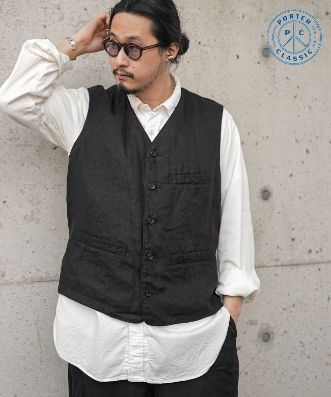 PC-021-2678]PORTER CLASSIC(ポータークラシック) LINEN CLASSIC VEST