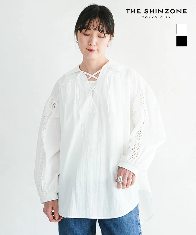 26SMSBL02]THE SHINZONE(ザ シンゾーン) LACE-UP BLOUSE レースアップ
