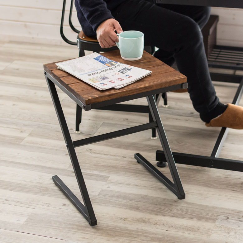 デンマーク家具木製トライアングルサイドテーブル ブラウン 天然木 テーブル 木製 H50cm ブラウン 茶色 古木 チーク シンプル バリ