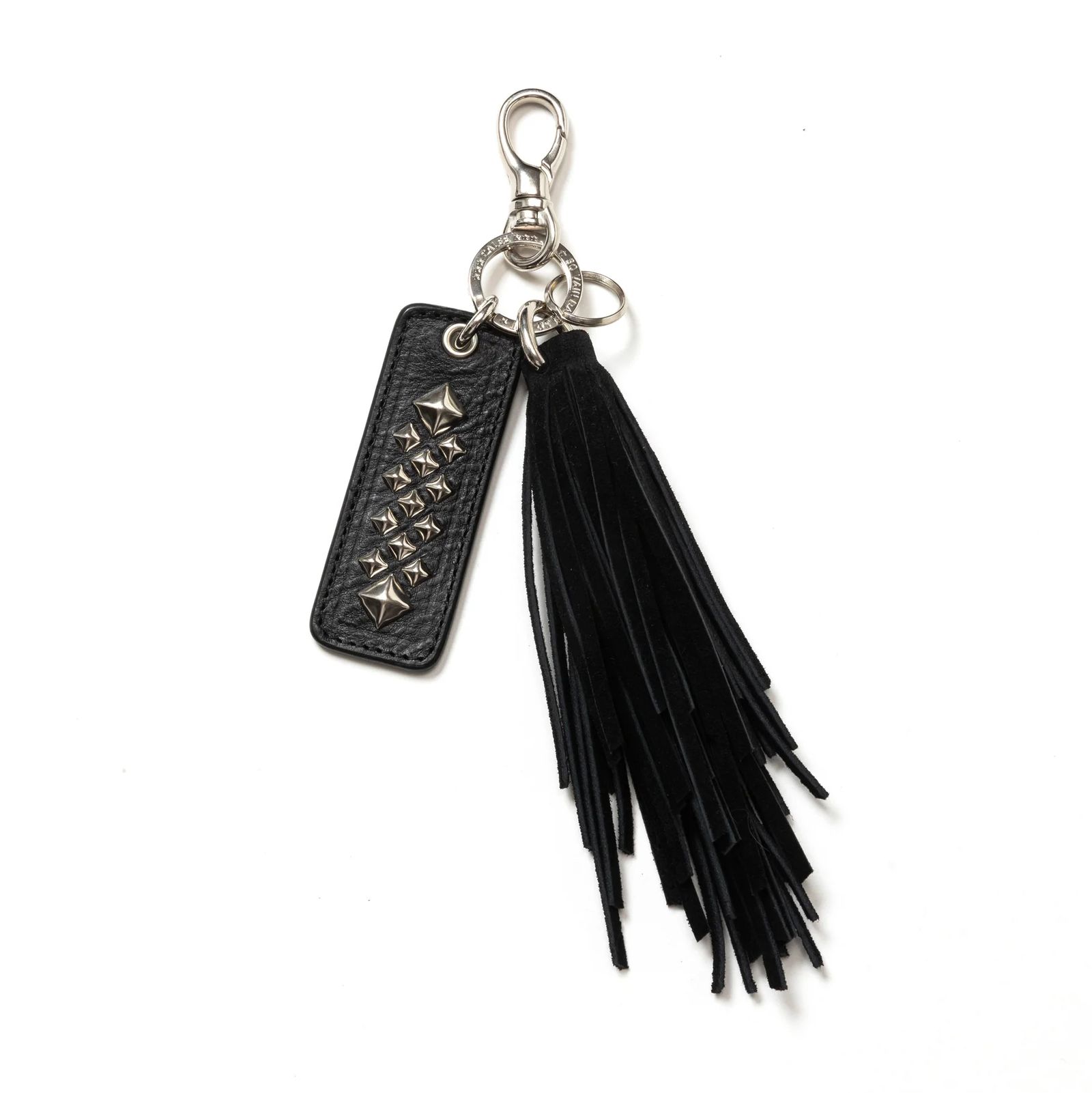 CALEE - LEATHER TASSEL KEY RING (BLACK) / スタッズ & タッセル