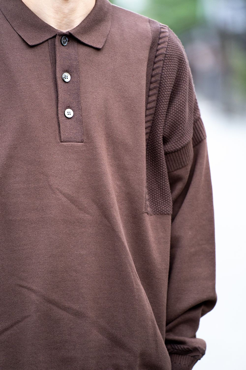 YASHIKI - 【ラスト1点】Shuten Knit Polo(BROWN) | Salty