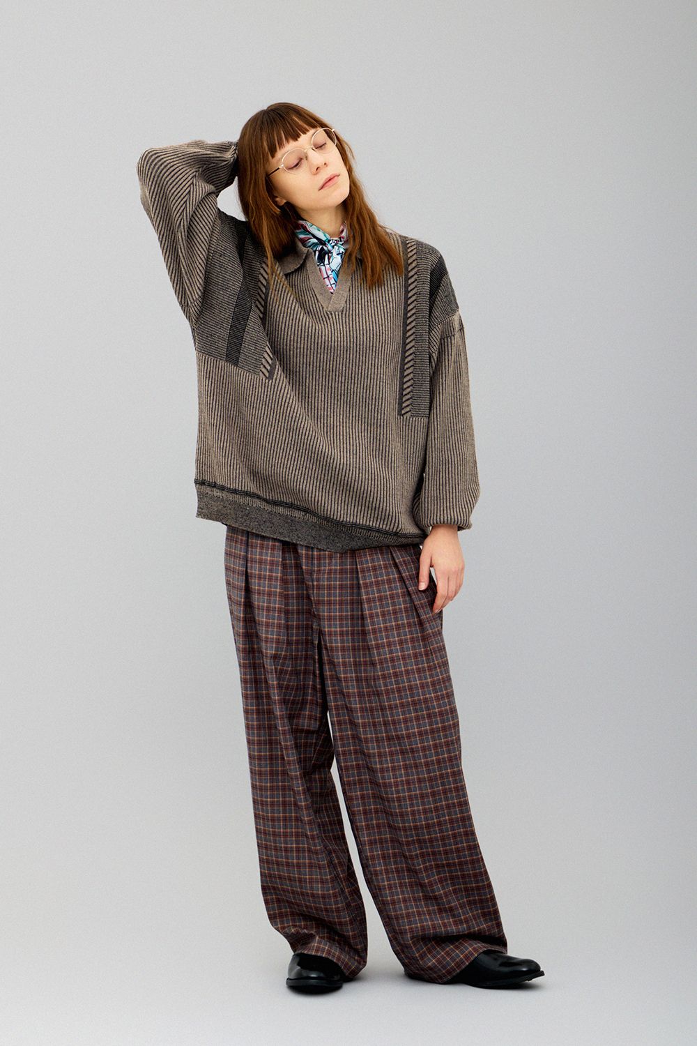 YASHIKI - 【ラスト1点】【25AW】Setsuen Skipper Knit(BROWN) | Salty