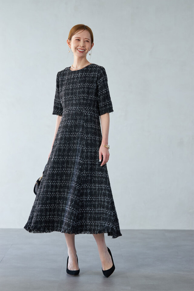 ツイードフレアワンピース