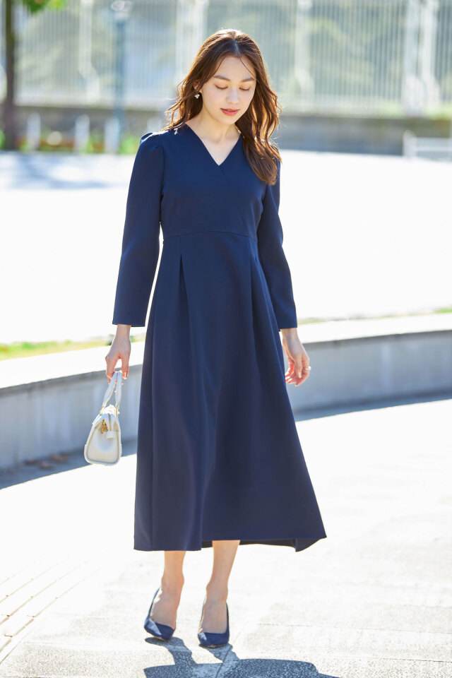 &.NOSTALGIA navy】カシュクールライクワンピース