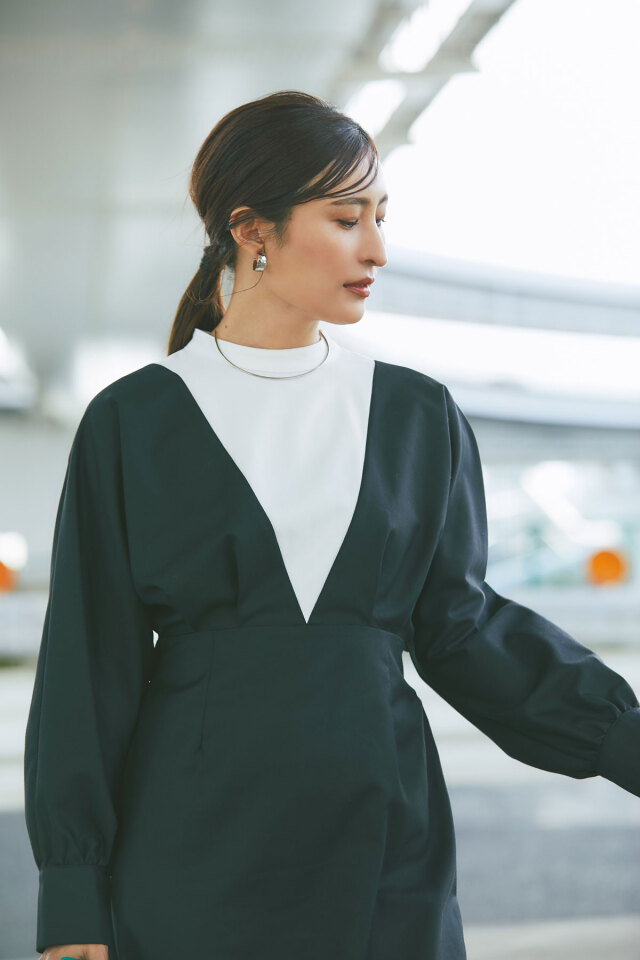 バイカラーIラインワンピース