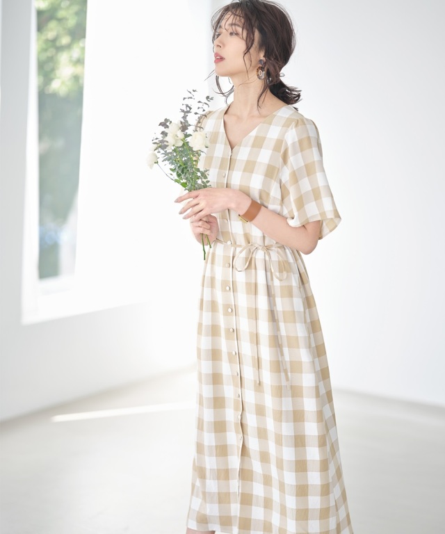 美香さん着用】ブロックチェックワンピース