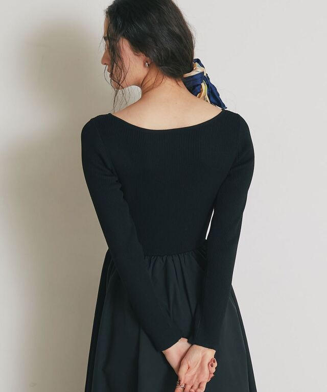 前後2WAYシャリニットドッキングワンピース（長袖）