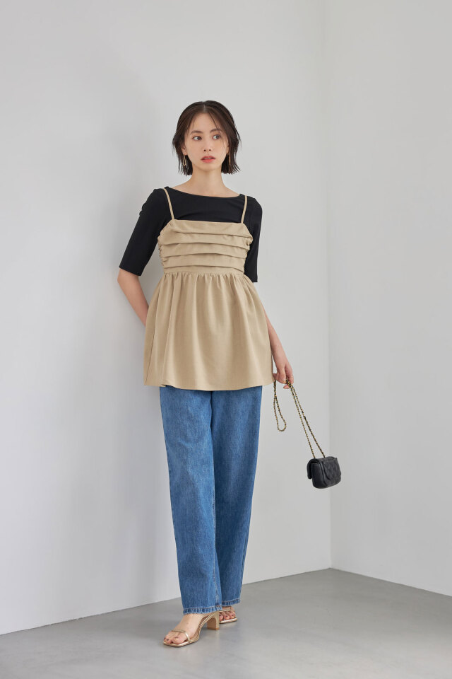 maria_r_t_yさんコラボ】バックリボンタックキャミソール