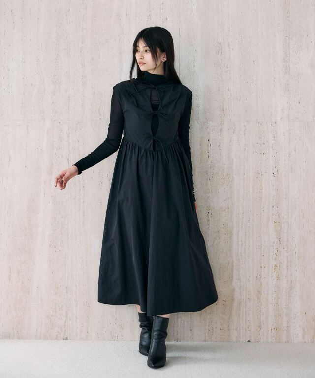 前後2WAYリボンあきワンピース