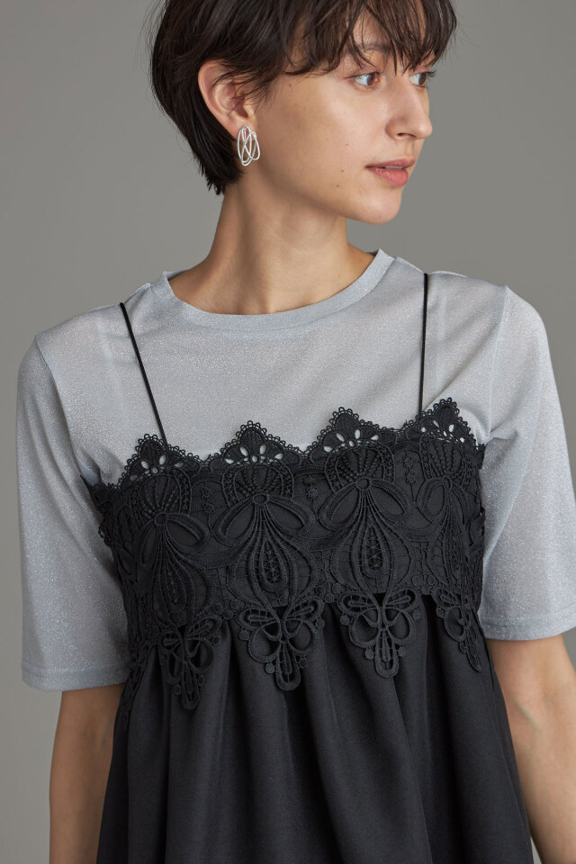 スカラップレースツイルキャミソール※一部店舗のみ入荷