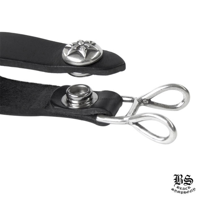 クロムハーツWベルトループスターボタンブラックレザー|クロムハーツ