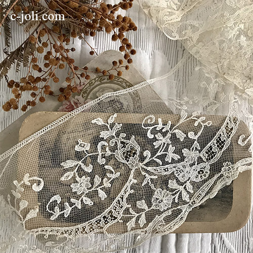 パリ発送】L2560 フランスアンティークレースクロス カットワーク手