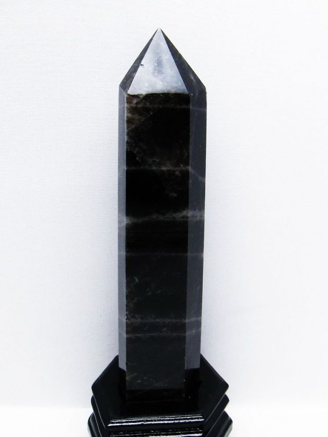 パワーストーン 天然石 モリオン 純天然 黒水晶 六角柱[T43-7933]