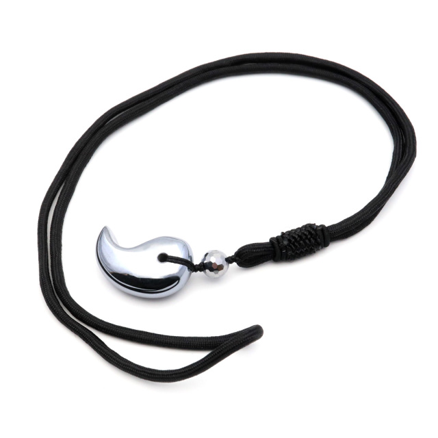 テラヘルツ鉱石 勾玉 紐 ネックレス 8mm玉付き メンズ レディース 健康