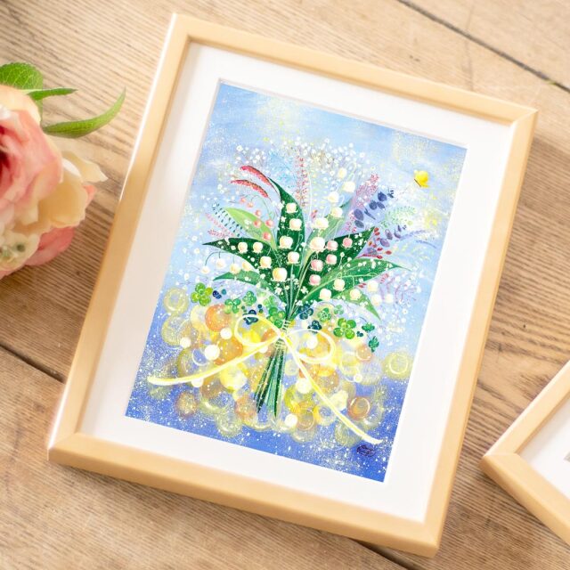 油絵 菅家令子 絵 絵画インテリア 額付(銀) F4-090116 花 すずらん