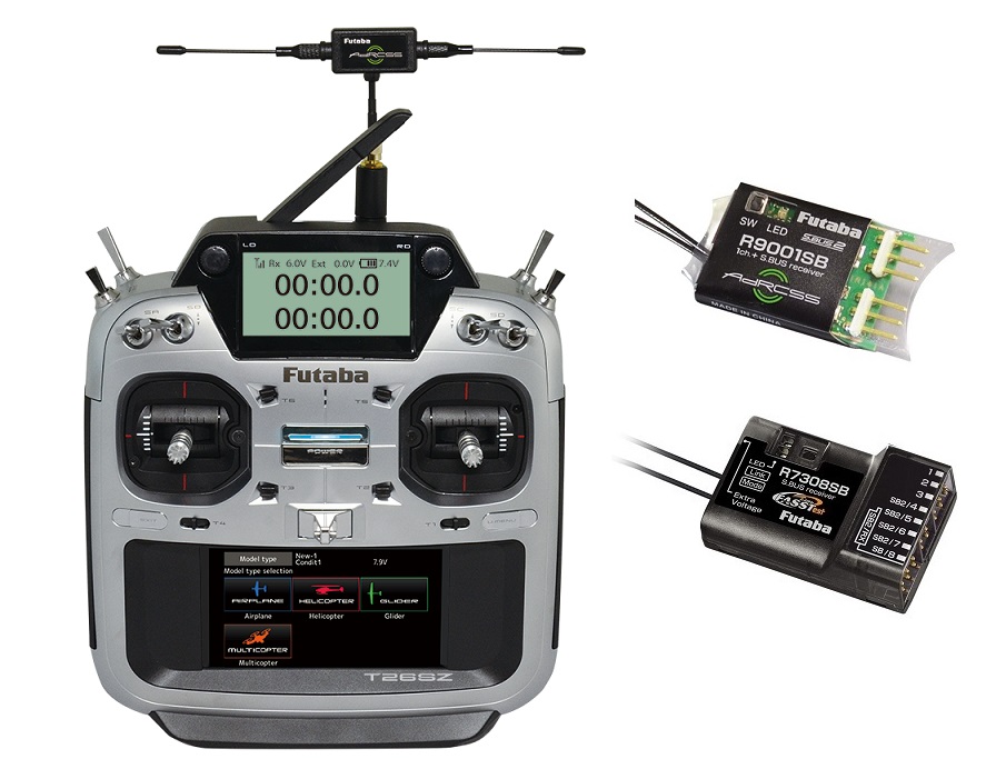 Futaba T26SZ ヘリ用 送信機 +TM-18M R9001SB R7308SB付 R／C ネット