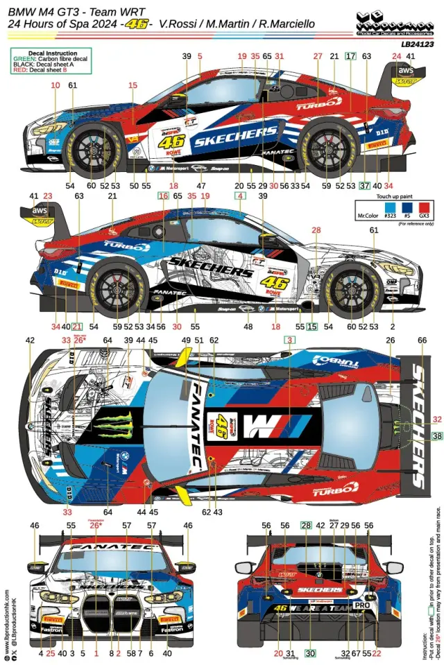 LBプロダクション 1/24 BMW M4 GT3 チームWRT スパ 24h No.46 V.ロッシ