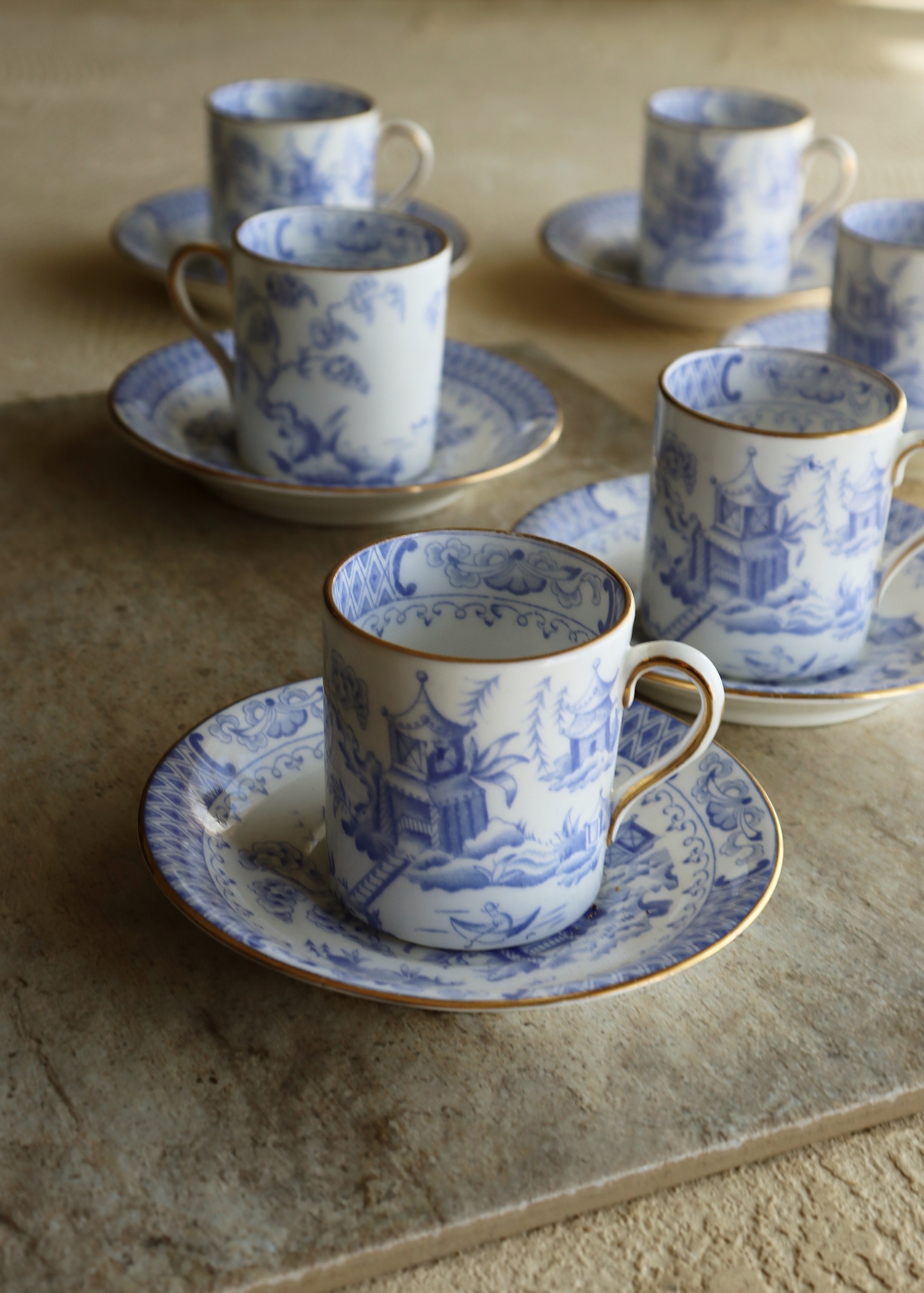 トスカン（Tuscan）ウィローパターンデミタスカップ＆ソーサー6客