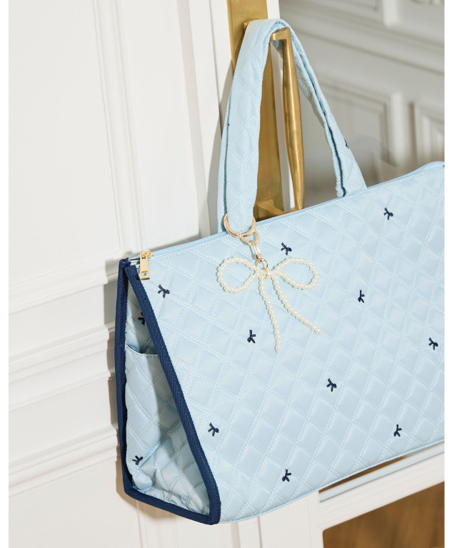 2WAYショルダー＆パールリボンチャーム付きリボン刺繍キルティング