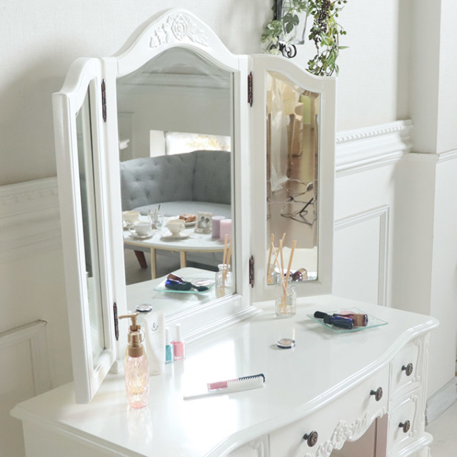 三面鏡ドレッサー ホワイト｜高級マホガニー家具VENECHIA｜おしゃれ