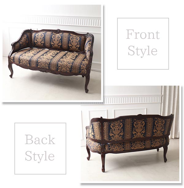 輸入家具 英国調 ラウンジソファ 2P アンティーク調 ソファー 二人掛け